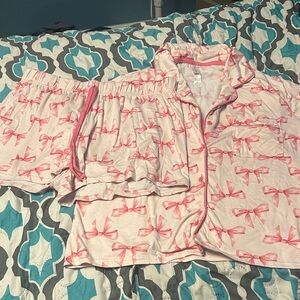 Women's Pink Bow Pajama Set